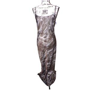 🆕ELLISS ELL/SS Maxi Slip Dress Gray Tie Dye Print Medium 6-8